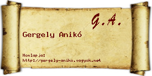 Gergely Anikó névjegykártya